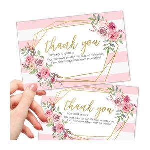 50 Large 4x6 Pink Thank You Postcards Small Business Supplies for Boutique Shops